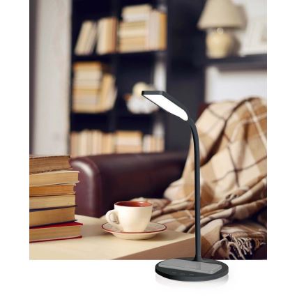 LED Himmennettävä kosketus flexible pöytävalaisin kanssa 15W langaton lataus Qi LED/5,5W/230V 2700-6500K musta