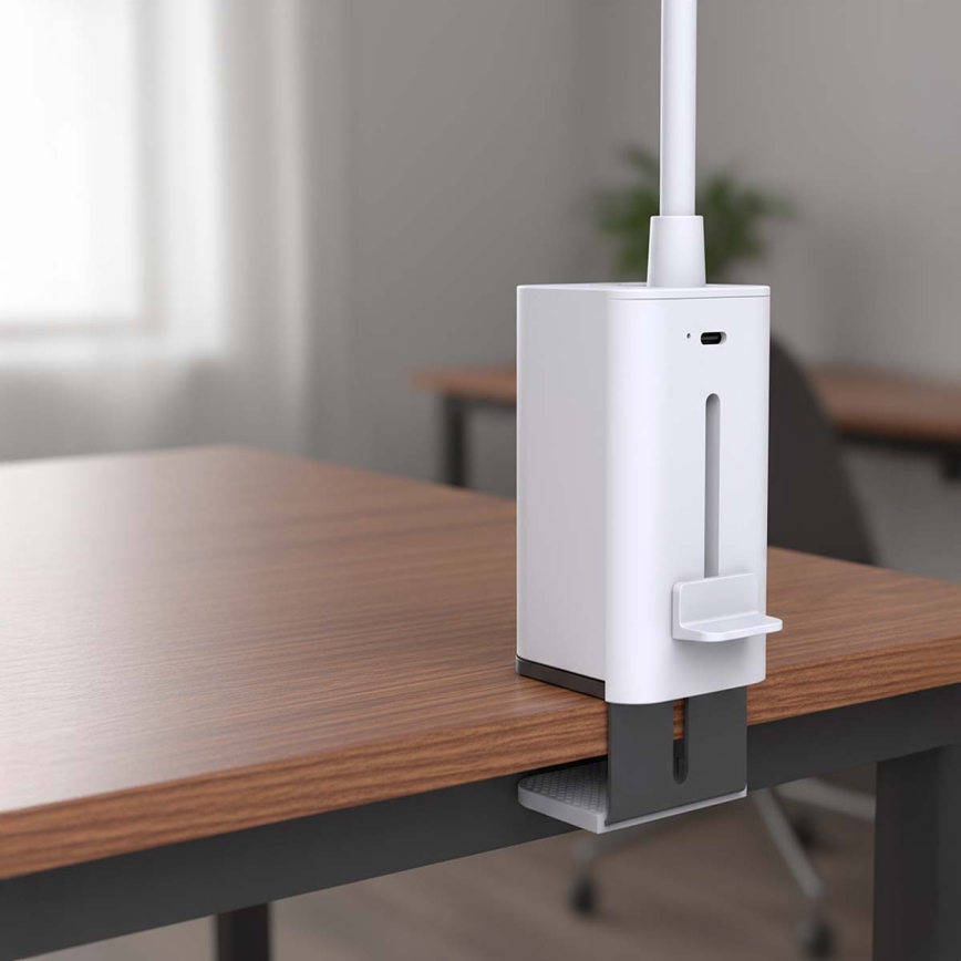 LED-himmennettävä ladattava kosketusohjattu säädettävä pöytälamppu klipsillä LED/5W/1200 mAh valkoinen