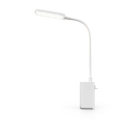LED-himmennettävä ladattava kosketusohjattu säädettävä pöytälamppu klipsillä LED/5W/1200 mAh valkoinen