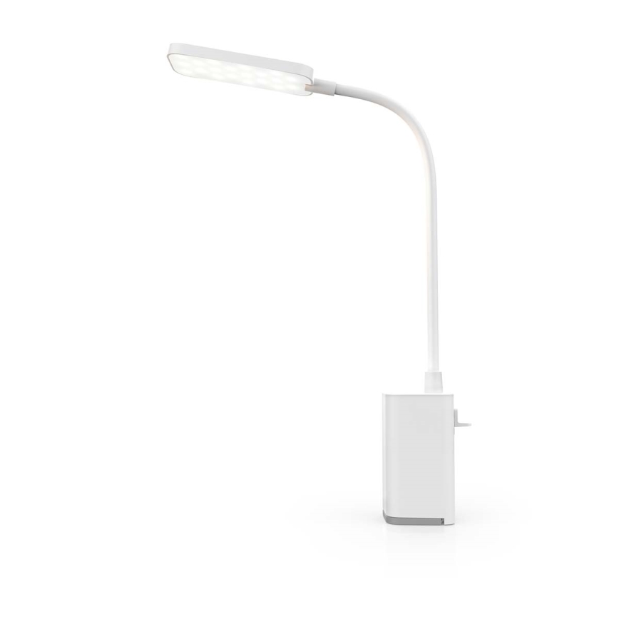 LED-himmennettävä ladattava kosketusohjattu säädettävä pöytälamppu klipsillä LED/5W/1200 mAh valkoinen