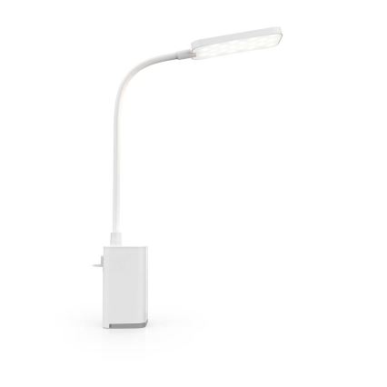 LED-himmennettävä ladattava kosketusohjattu säädettävä pöytälamppu klipsillä LED/5W/1200 mAh valkoinen