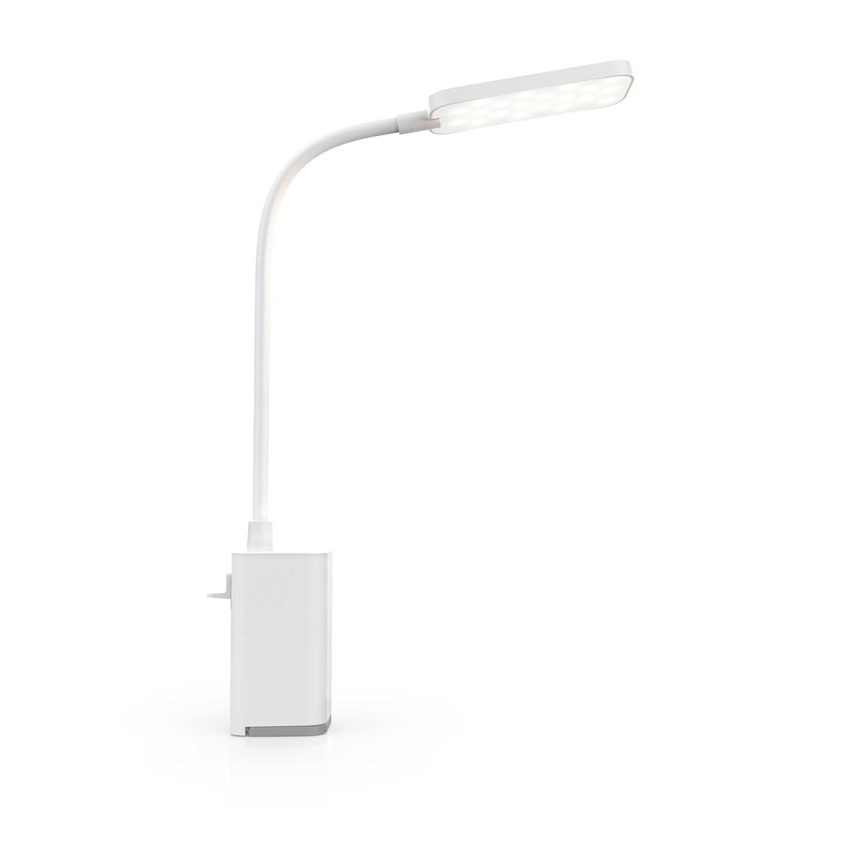 LED-himmennettävä ladattava kosketusohjattu säädettävä pöytälamppu klipsillä LED/5W/1200 mAh valkoinen
