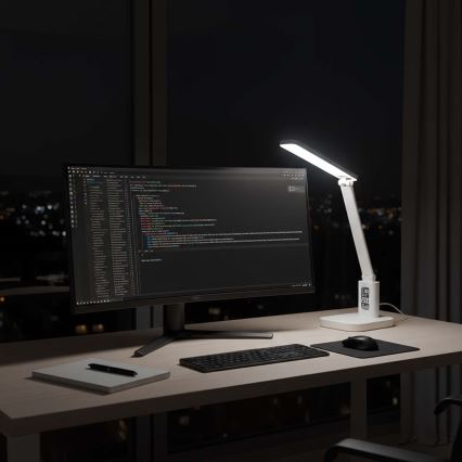 LED himmennettävä ladattava kosketusohjattu pöytälamppu näytöllä LED/7,5W/1200 mAh 3000/4000/5700K CRI 90 valkoinen