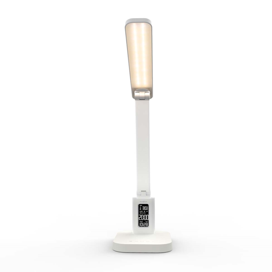 LED himmennettävä ladattava kosketusohjattu pöytälamppu näytöllä LED/7,5W/1200 mAh 3000/4000/5700K CRI 90 valkoinen