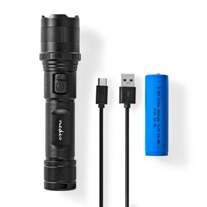 LED-himennettävä ladattava alumiinirunkoinen taskulamppu LED/10W/5V 2200 mAh IPX4 musta