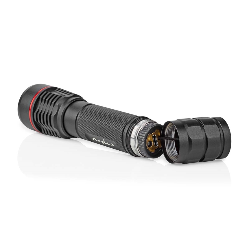 Himmennettävä ladattava alumiininen LED-taskulamppu LED/10W/5V 2200 mAh IPX7 musta