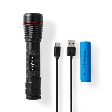 Himmennettävä ladattava alumiininen LED-taskulamppu LED/10W/5V 2200 mAh IPX7 musta