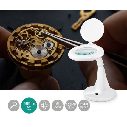 LED-pöytävalaisin suurennuslasilla LED/6,5W/230V 6500K