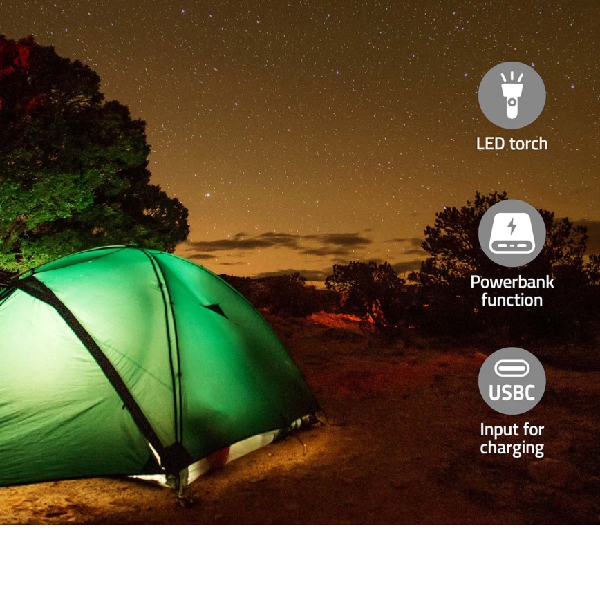 DAB+/FM-radio veivillä, aurinkopaneelilla ja LED-valolla, 5V/2500 mAh, vihreä/musta