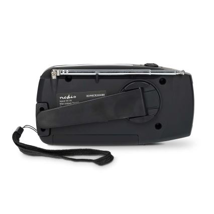 AM/FM-kampiradio aurinkopaneelilla ja LED-taskulampulla 2000 mAh