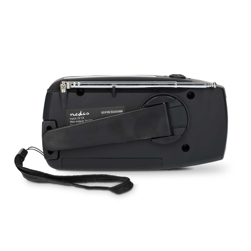 AM/FM-kampiradio aurinkopaneelilla ja LED-taskulampulla 2000 mAh