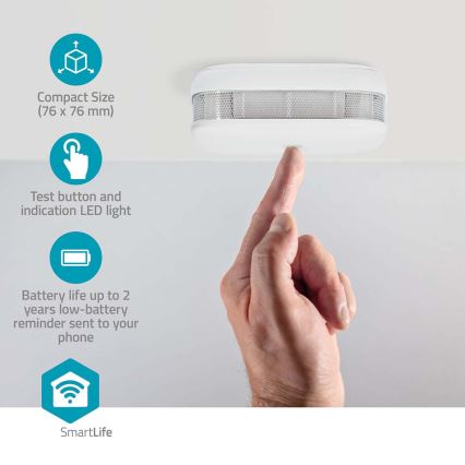 Savuhälytin SmartLife 3V/1xCR123A Wi-Fi Tuya