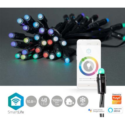 LED RGB Valoketju ulos 48xLED 13,8m IP65 Wi-Fi Tuya