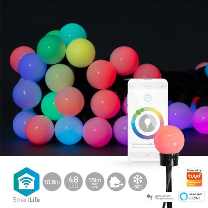 LED RGB Koristeketju 48xLED 13,8m IP65 Wi-Fi Tuya