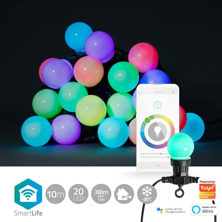 LED RGB Koristeketju 20xLED/8 toimintoa 13m IP65 Wi-Fi Tuya