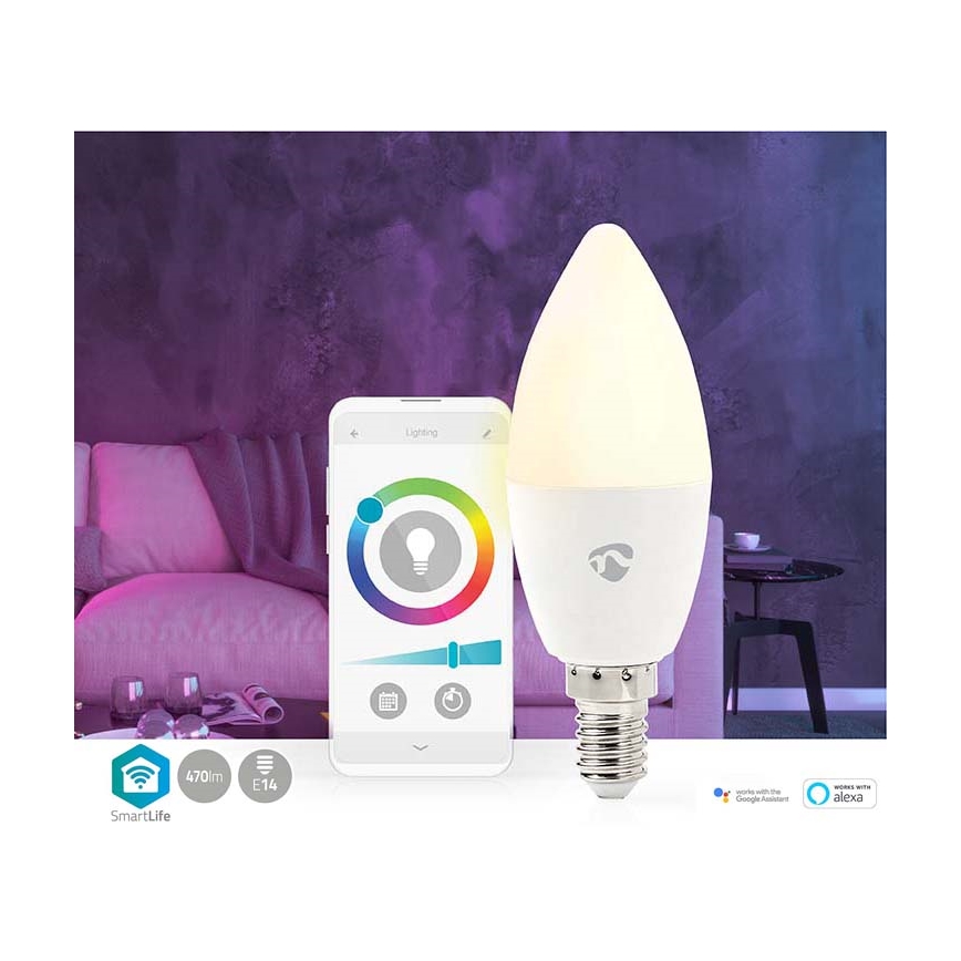 LED RGB Himmennettävä polttimo Smartlife E14/4,9W/230V Wi-Fi 2700-6500K