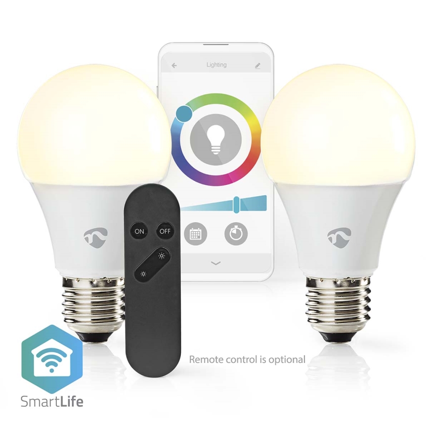 Setti 2x LED RGBW himmennettävä lamppu SmartLife E27/9W/230V Wi-Fi 2700-6500K