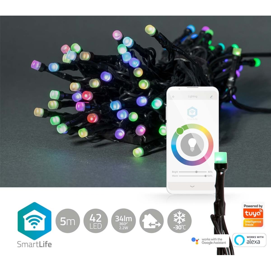 LED RGB Ulkokäyttöinen jouluköynnös 42xLED/8 toimintoa 8m IP65 Wi-Fi Tuya