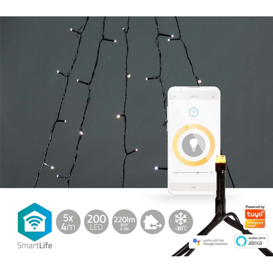 LED Jouluverho ulkokäyttöön 200xLED/8 toimintoa 5x7m IP65 Wi-Fi Tuya