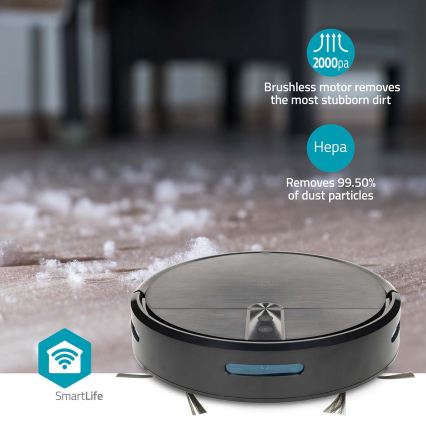 Älykäs SmartLife-robotti-imuri mopilla, 2600 mAh, Wi-Fi Tuya, musta + kaukosäädin