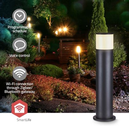 LED RGBW himmennettävä ulkovalaisin SmartLife 10W 230V IP65 Wi‑Fi Tuya, musta
