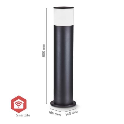 LED RGBW himmennettävä ulkovalaisin SmartLife 10W 230V IP65 Wi‑Fi Tuya, musta