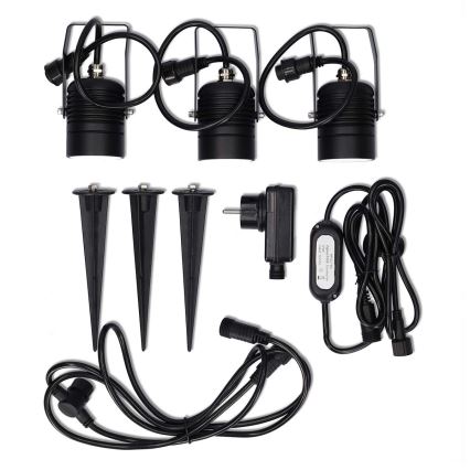 3 kpl himmennettävä LED RGBW -ulkovalaisin SmartLife LED/3W/230V IP65 Wi‑Fi Tuya musta