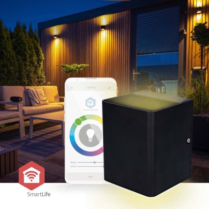LED RGBW himmennettävä ulkoseinävalaisin SmartLife LED/12W/230V IP65 Wi-Fi Tuya musta