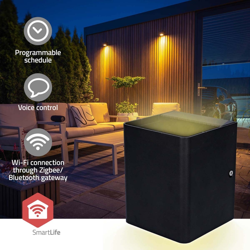LED RGBW himmennettävä ulkoseinävalaisin SmartLife LED/12W/230V IP65 Wi-Fi Tuya musta