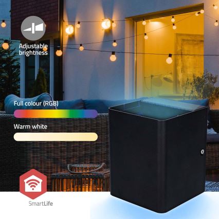 LED RGBW himmennettävä ulkoseinävalaisin SmartLife LED/12W/230V IP65 Wi-Fi Tuya musta