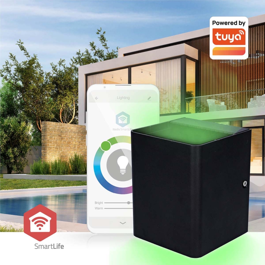 LED RGBW himmennettävä ulkoseinävalaisin SmartLife LED/12W/230V IP65 Wi-Fi Tuya musta