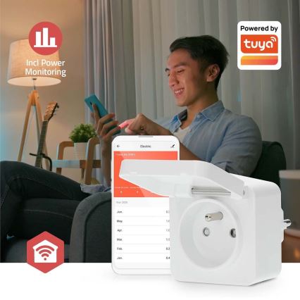 Älykäs pistorasia Smartlife 3680W/230V/ Tyyppi E/16A Wi-Fi Tuya IP44
