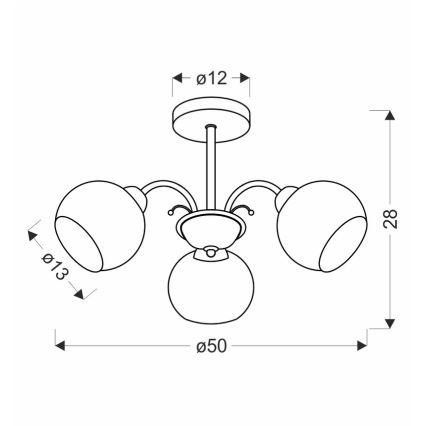 NESTOR varrella oleva kattokruunu 3 x E27/40 W/230 V, messinki
