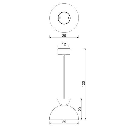 NEVIS-riippuvalaisin johdolla 1xE27/15W/230V, halkaisija 29 cm, burgundinpunainen