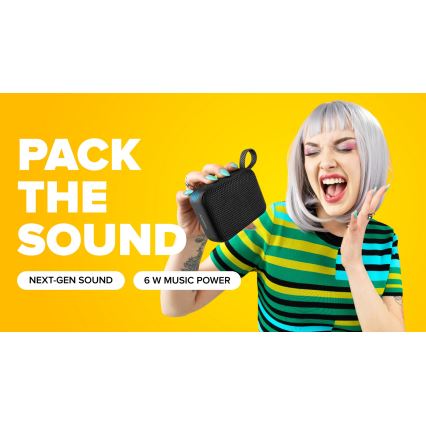 Niceboy Atom 4 - LED Langaton kaiutin mikrofonilla 6W/1000 mAh IP67 musta