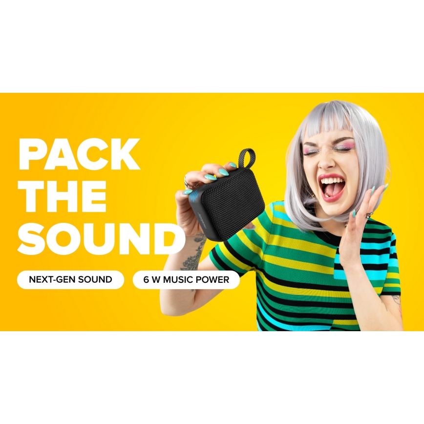 Niceboy Atom 4 - LED Langaton kaiutin mikrofonilla 6W/1000 mAh IP67 musta