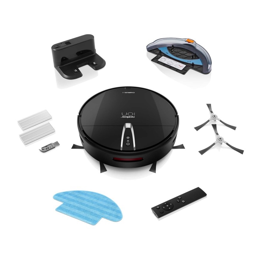 Niceboy ION Charles i4 - Älykäs 2-in-1 robotti-imuri 4400 mAh Wi-Fi musta + kaukosäädin