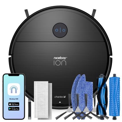 Niceboy ION Charles i6 - Älykäs 2-in-1 robotti-imuri 2600 mAh Wi-Fi musta