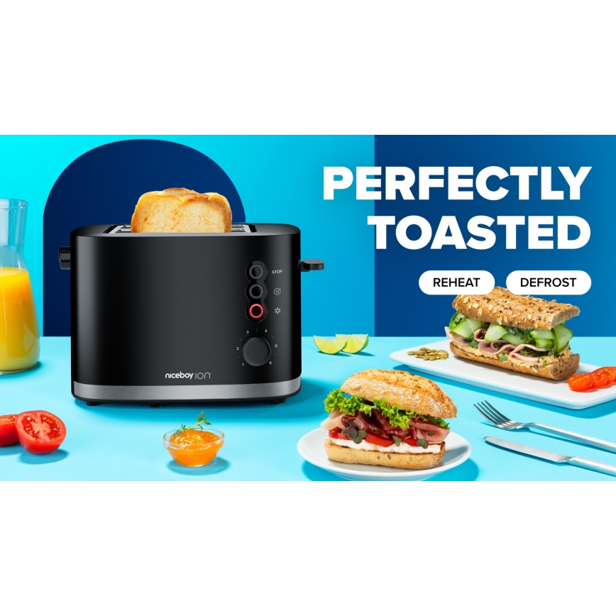 Niceboy ION Cruncher C3 - Leivänpaahdin kahdella aukolla ja paahdin 870W/230V musta