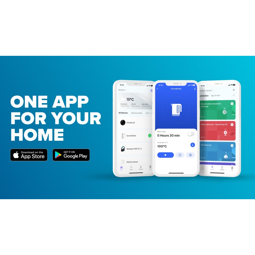 Niceboy ION SmartKettle - Älykäs vedenkeitin lämmönsäätelyllä 1,7 l 2200W/230V Wi-Fi musta