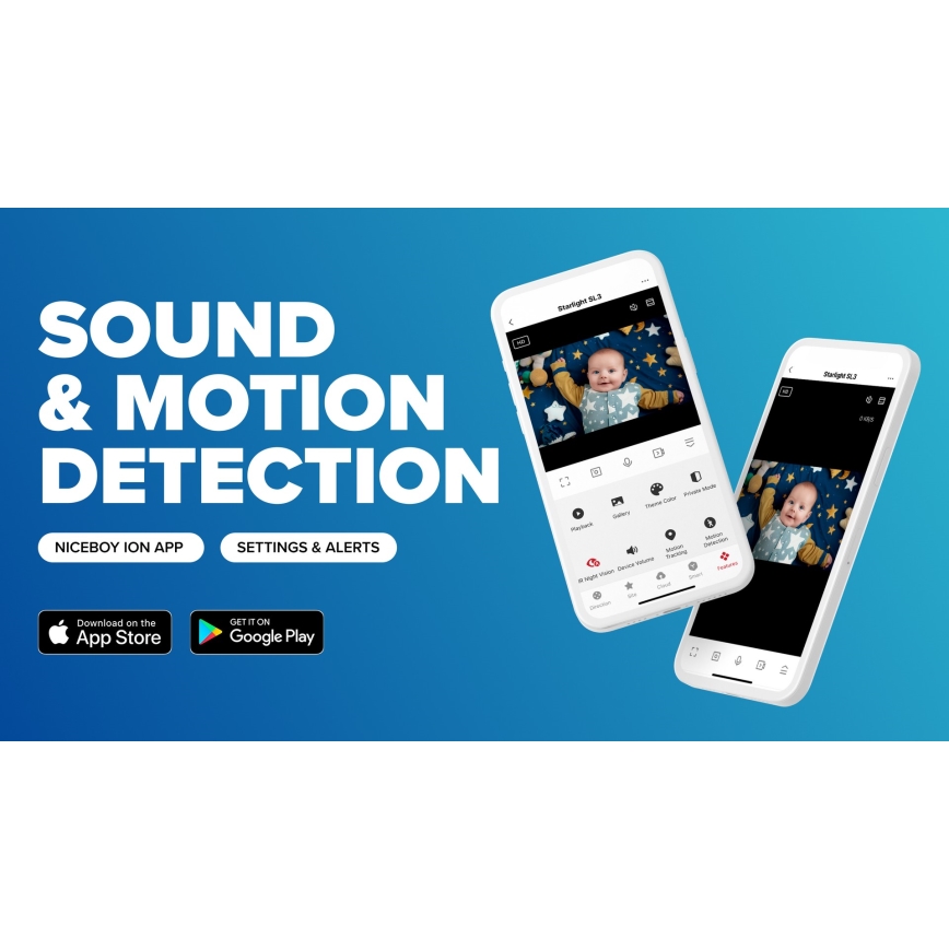 Niceboy ION Starlight SL3 - Älykäs itkuhälytin Full HD 1080p 5V Wi-Fi