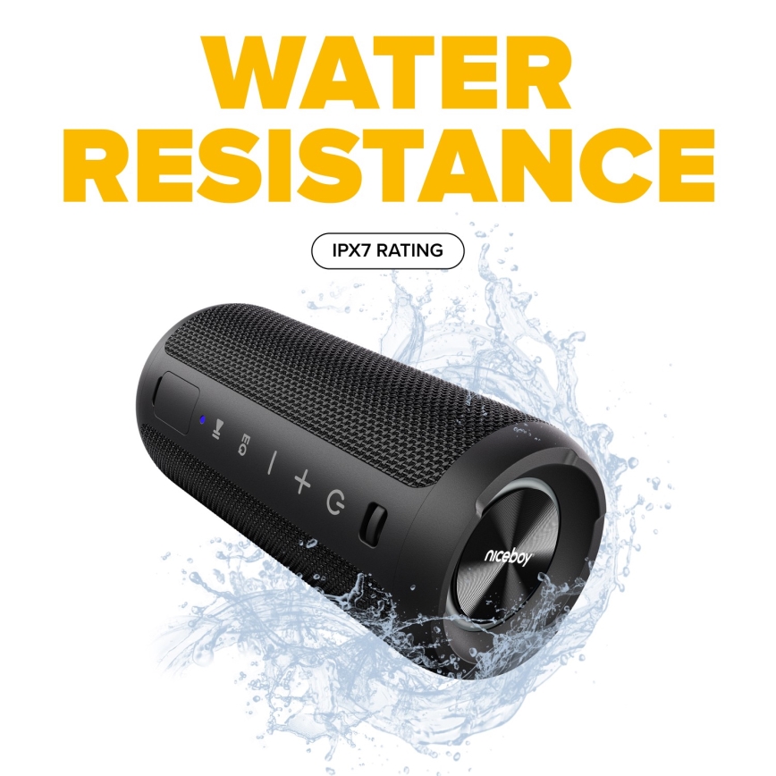 Niceboy Orion - LED langaton kaiutin mikrofonilla 24W/2200 mAh IPX7 musta