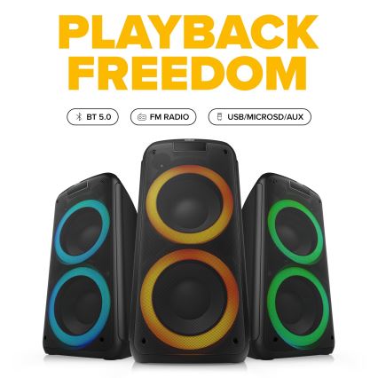 Niceboy PARTY Boss 2 - LED langaton kaiutin mikrofonilla ja powerbank-toiminnolla 200W/4500 mAh + kaukosäädin