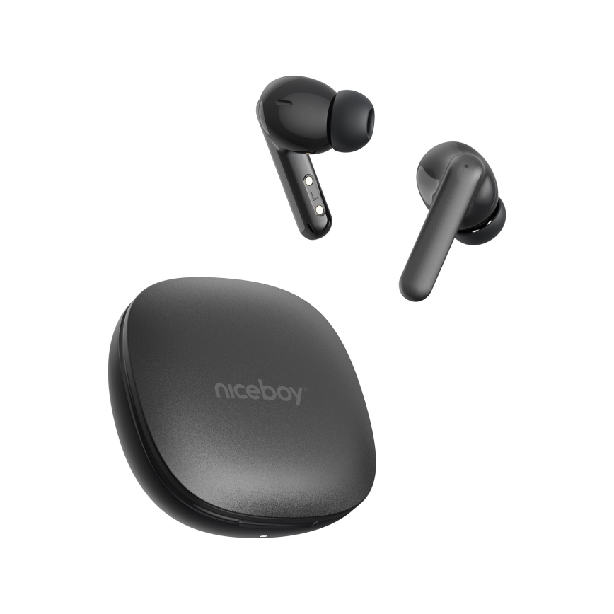 Niceboy Pins 4 PRO - Langattomat kuulokkeet ANC:llä 380 mAh + 2x 35 mAh IP54 musta