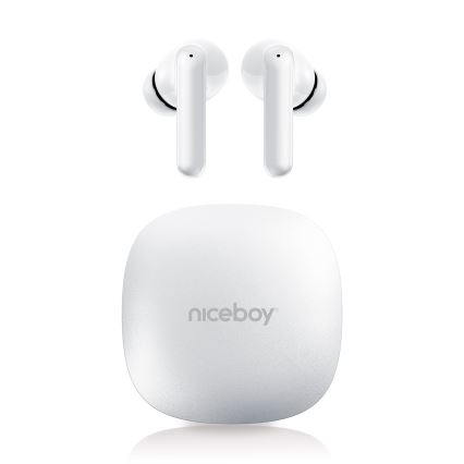 Niceboy Pins 4 PRO - Langattomat kuulokkeet ANC:llä 380 mAh + 2x 35 mAh IP54 valkoinen