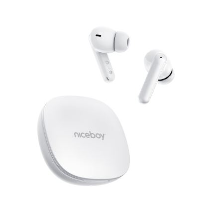 Niceboy Pins 4 PRO - Langattomat kuulokkeet ANC:llä 380 mAh + 2x 35 mAh IP54 valkoinen
