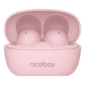 Niceboy Podsie 4 POP - Langattomat nappikuulokkeet, latauskotelo 400 mAh + 2 x 40 mAh, IPX4, vaaleanpunainen