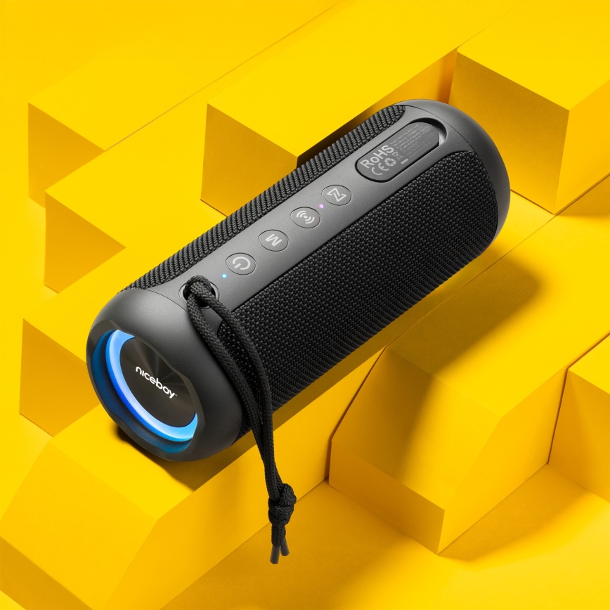 Niceboy Polaris - LED langaton kaiutin mikrofonilla 30W/2000 mAh IPX7 musta