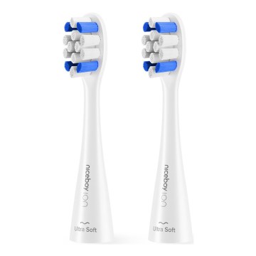 Niceboy - SETTI 2x Korvaava head Ultrasoft kohteelle lasten toothbrush ION Sonic valkoinen