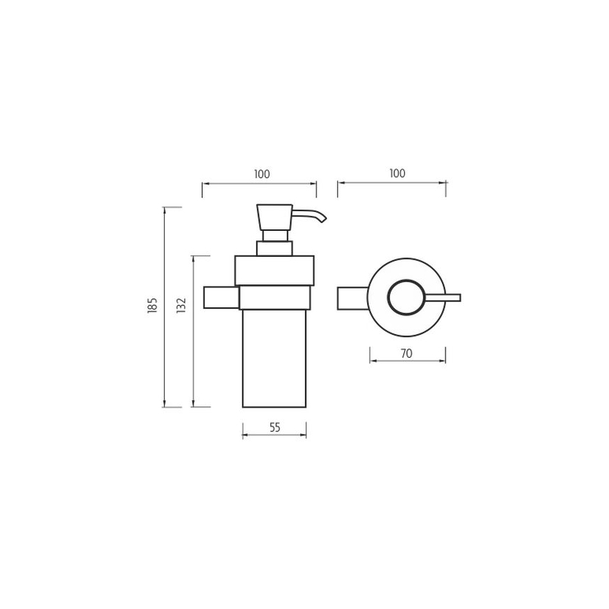 NIMCO BR 11031KN-26 - Seinäsaippuanannostelija BORMO 300 mm valkoinen/kiiltävä kromi
